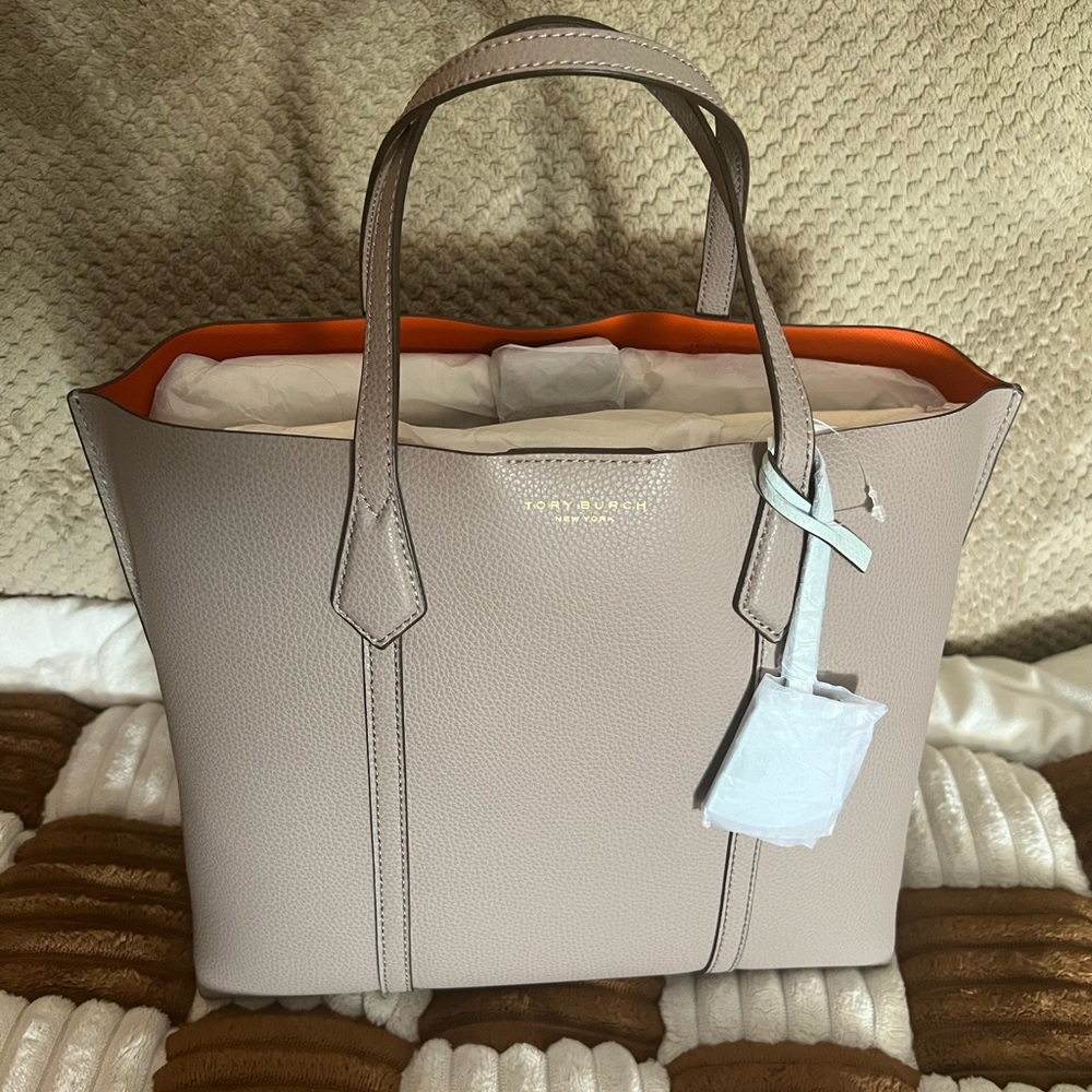 Tory Burch Leather Satchel in Gray Heron NWTS!